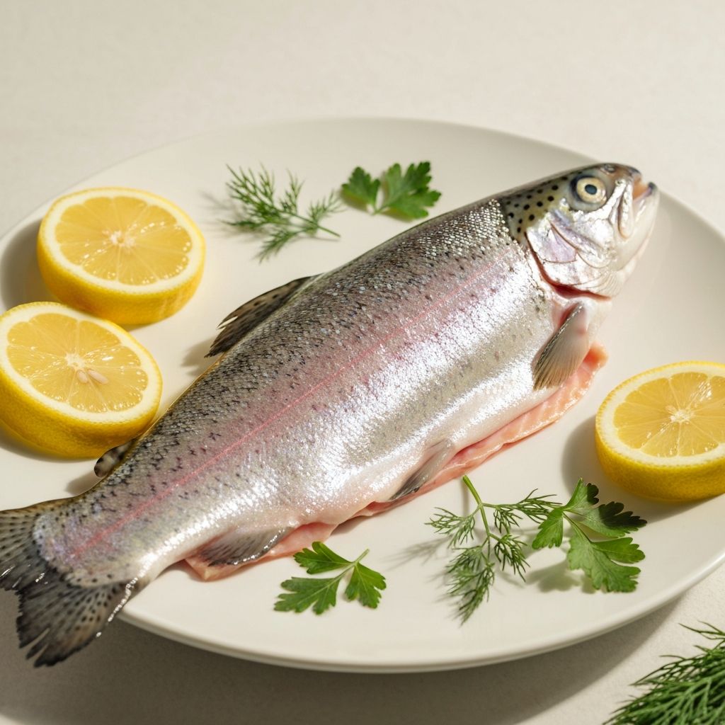 Fresh trout fillet with lemon